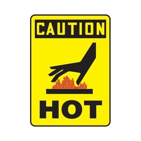 OSHA CAUTION SAFETY SIGN HOT 14 In  X MCHL688XV